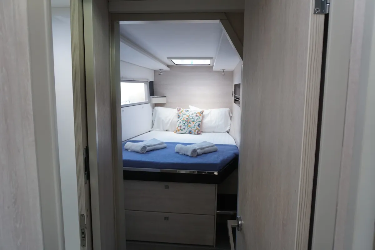 Cabin on Marina, a Leopard 45 catamaran at Athens, Greece