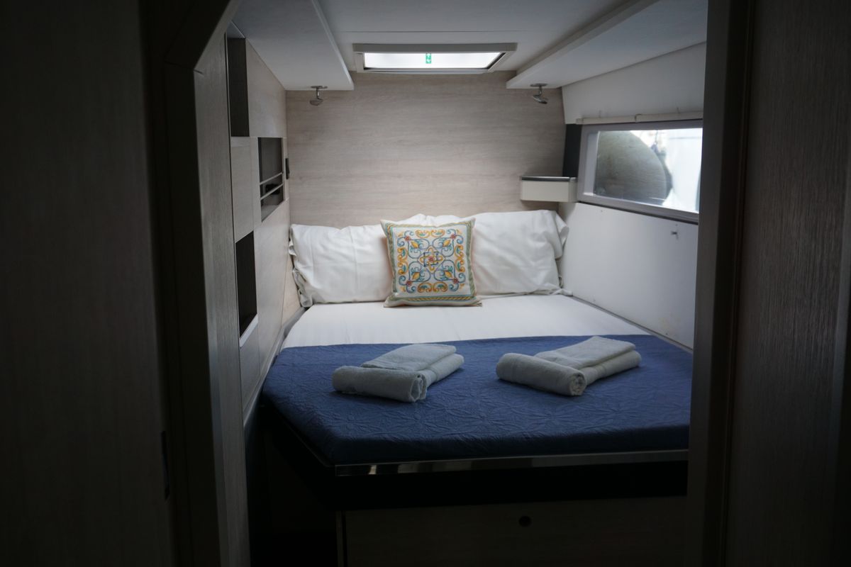 Cabin on Marina, a Leopard 45 catamaran at Athens, Greece
