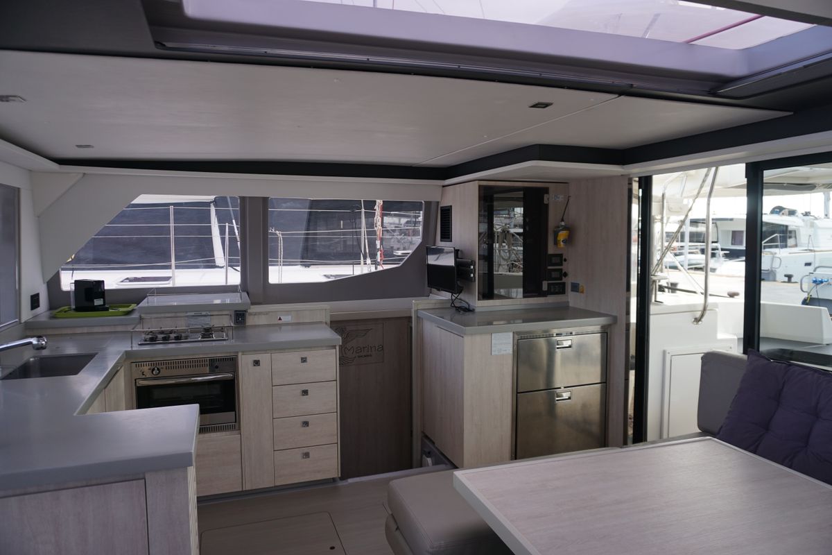 Galley of Marina, a Leopard 45 catamaran at Athens, Greece