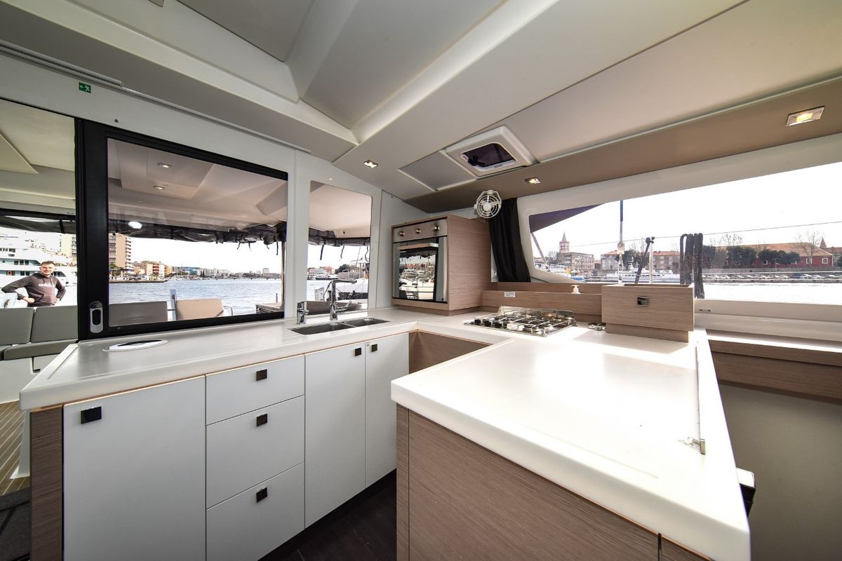 Galley of Le Bart, a Fountaine Pajot Astrea 42 catamaran at Zadar, Croatia