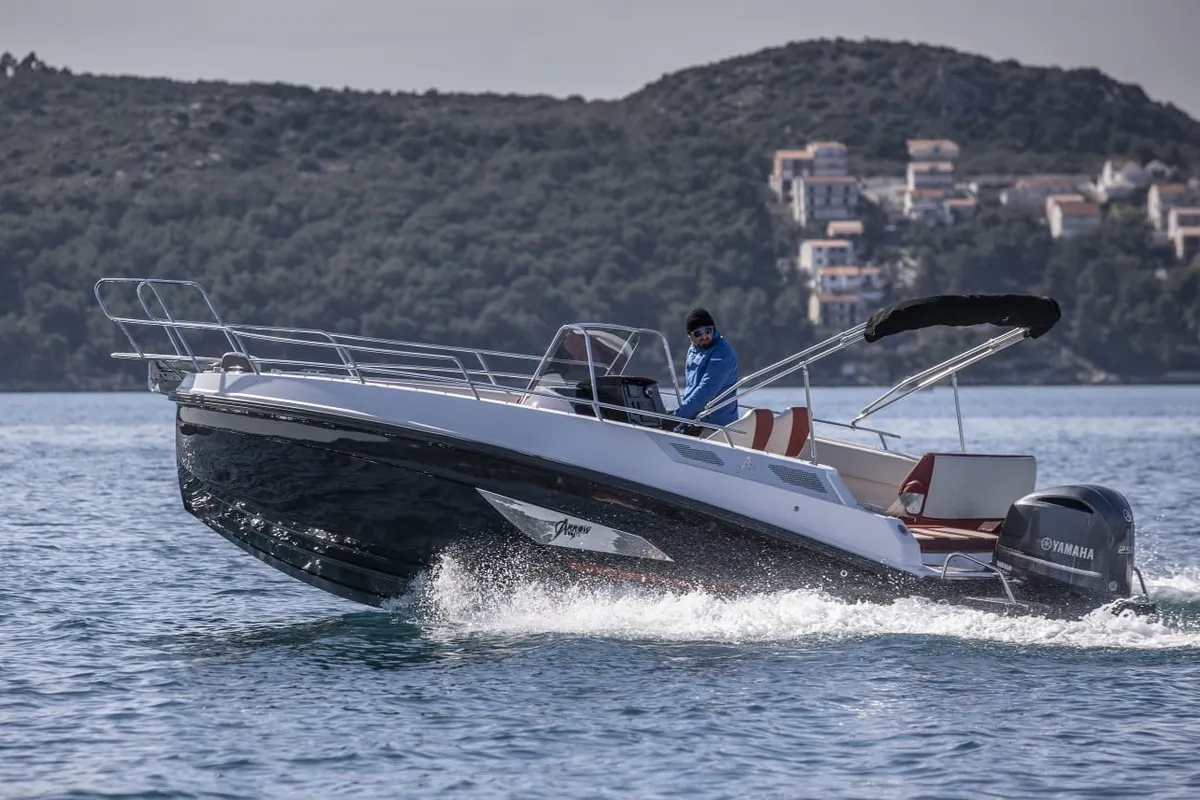 Exterior view of no name, a Gulet Arrow Abaris 23 motorboat at Grad Trogir, Croatia
