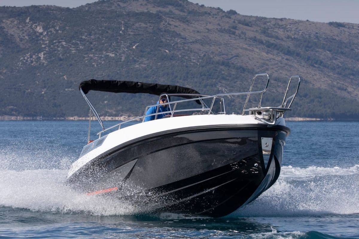 Exterior view of no name, a Gulet Arrow Abaris 23 motorboat at Grad Trogir, Croatia