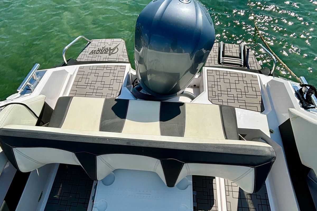 Deck of no name, a Gulet Arrow Abaris 23 motorboat at Grad Trogir, Croatia