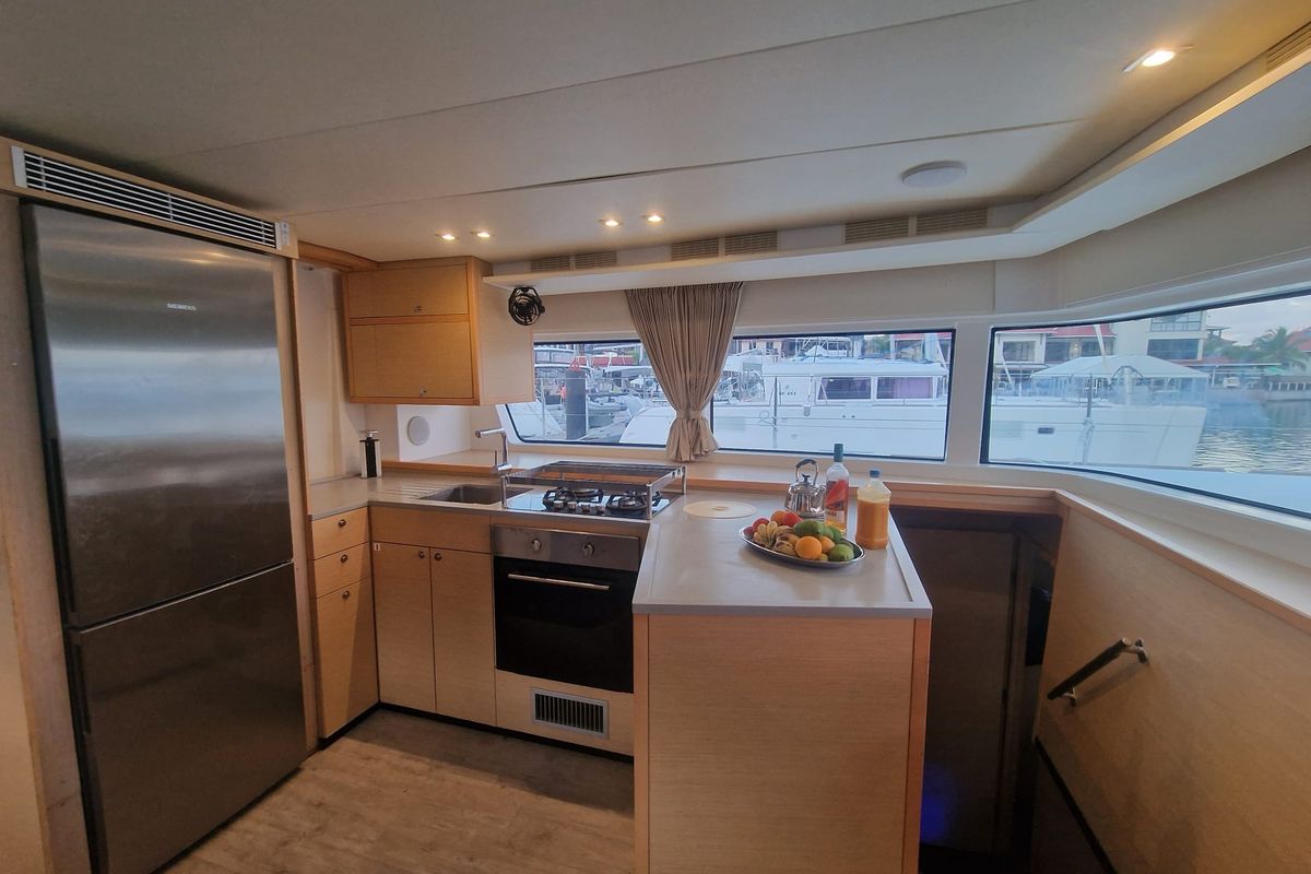 Galley of Takamaka, a Lagoon 52 catamaran at Alameda, United States