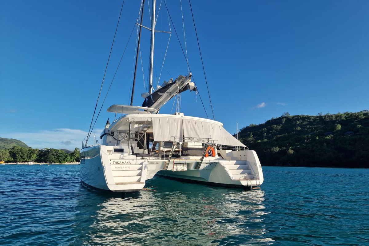 Exterior view of Takamaka, a Lagoon 52 catamaran at Alameda, United States