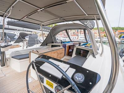 Cockpit of First Song, a Dufour 41 sailboat at Skradin, Croatia