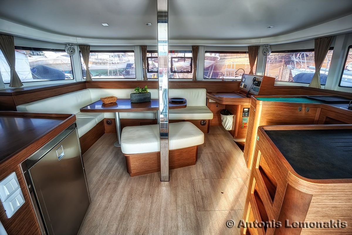 Salon of Winny (skippered only), a Lagoon 42 catamaran at Finikas, Greece