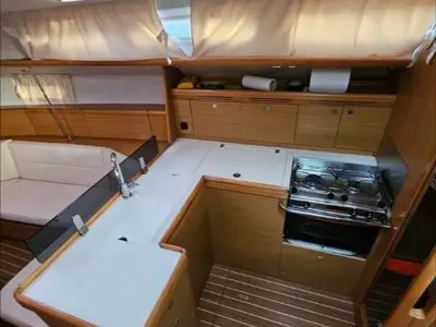 Galley of Comfort, a Jeanneau Sun Odyssey 42 i sailboat at Marina Delta Kallithea, Greece