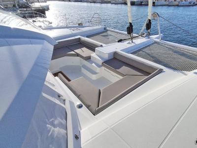 Deck of Liberta', a Fountaine Pajot Samana 59 catamaran at Castellammare di Stabia, Italy