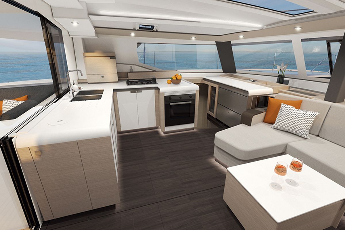 Galley of Ithaka, a Fountaine Pajot Tanna 47 Maestro catamaran at Road Town, British Virgin Islands