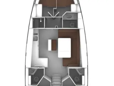 Floor plan of Garbin, a Bavaria Cruiser 46 sailboat at Punat, Croatia