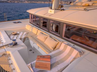 Deck of Blue Berry, a Lagoon 450 Fly catamaran at Grad Trogir, Croatia
