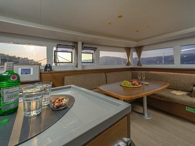 Salon of Blue Berry, a Lagoon 450 Fly catamaran at Grad Trogir, Croatia