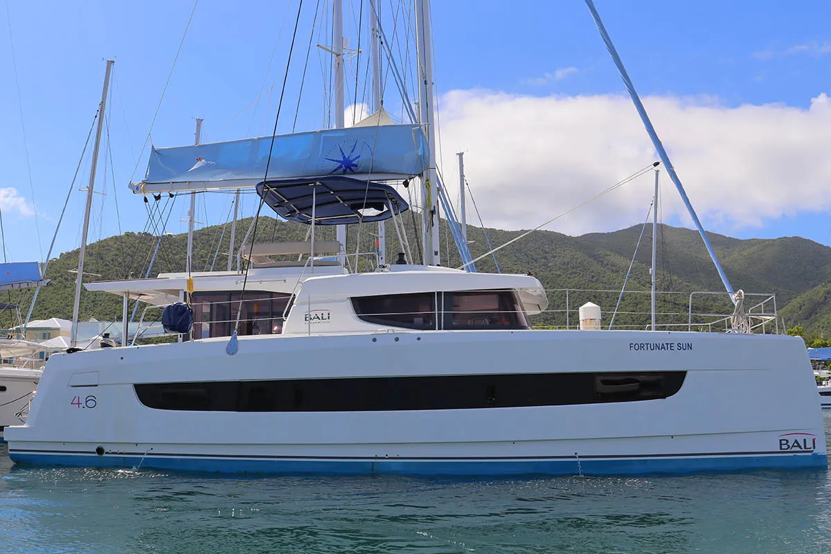 Fortunate Sun, a Bali 4.6 catamaran at Road Town, British Virgin Islands
