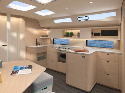 Galley of Sunsail 44.4 Premium, a Dufour 44 sailboat at Gouvia, Greece