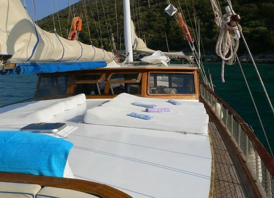 Deck of Remo, a Custom Made Remo yacht at Bodrum, Turkey