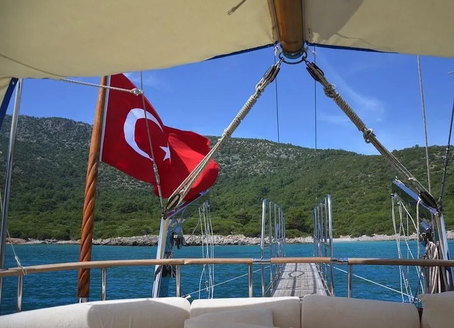 Deck of Remo, a Custom Made Remo yacht at Bodrum, Turkey