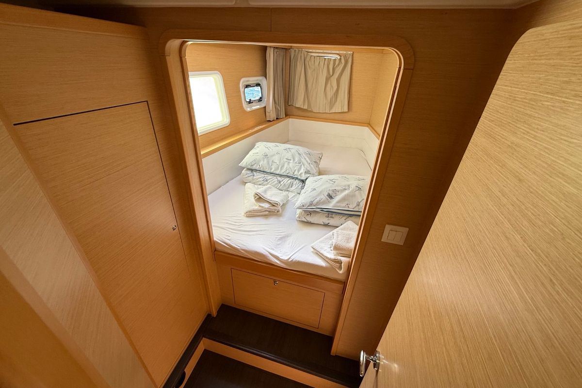 Cabin on Cava, a Lagoon 39 catamaran at Lavreotiki Municipal Unit, Greece
