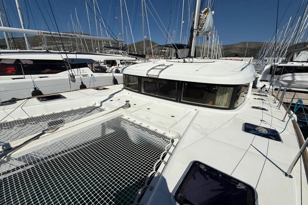 Deck of Cava, a Lagoon 39 catamaran at Lavreotiki Municipal Unit, Greece