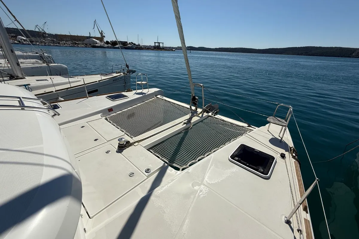 Deck of Cava, a Lagoon 39 catamaran at Lavreotiki Municipal Unit, Greece