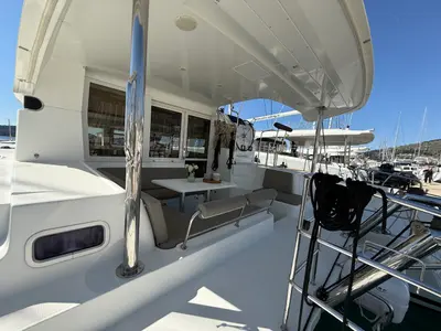 Deck of Cava, a Lagoon 39 catamaran at Lavreotiki Municipal Unit, Greece