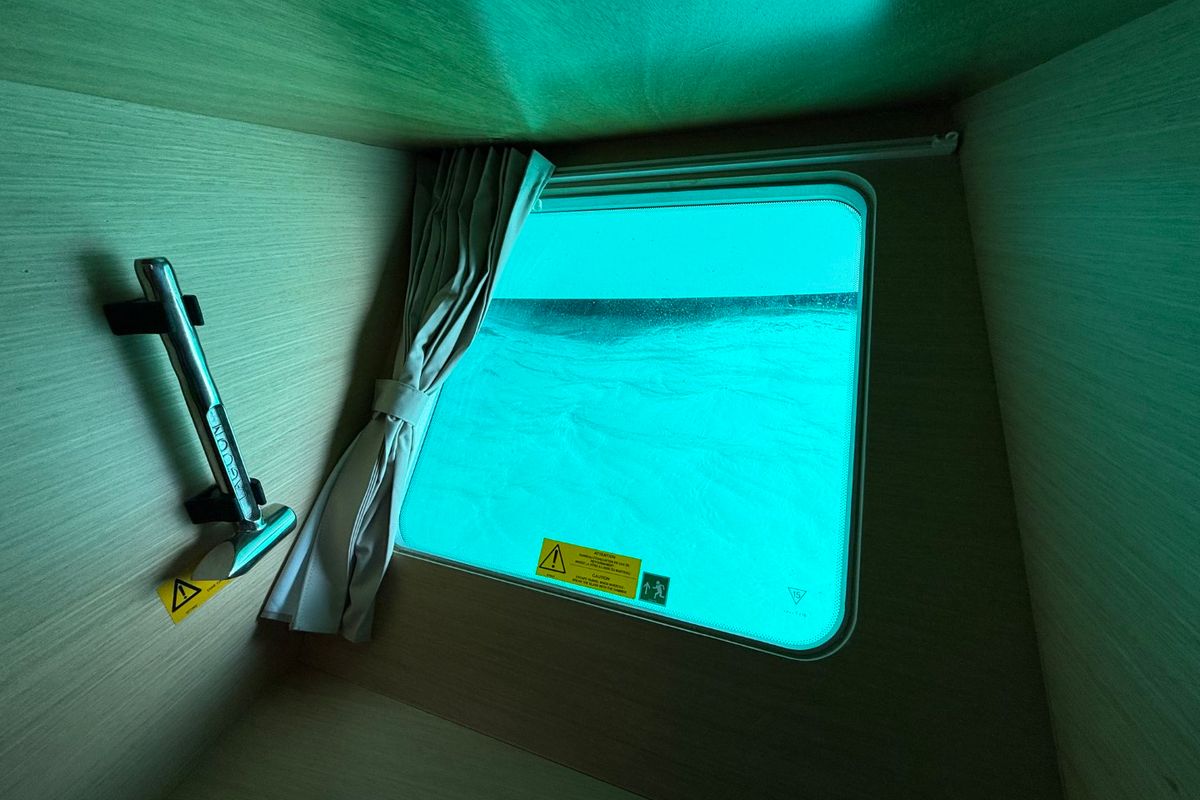 Cabin on Cava, a Lagoon 39 catamaran at Lavreotiki Municipal Unit, Greece