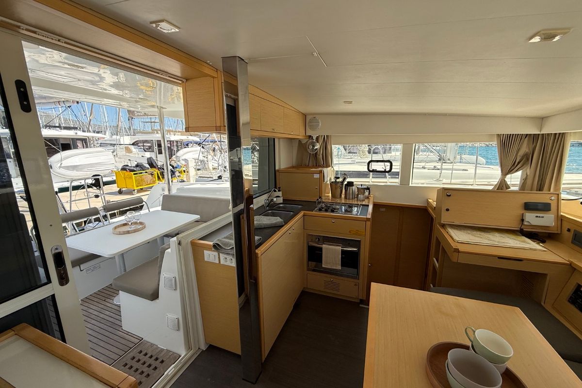 Galley of Cava, a Lagoon 39 catamaran at Lavreotiki Municipal Unit, Greece