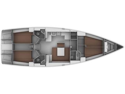 Floor plan of Tiresia, a Bavaria 45 Cruiser sailboat at San Vincenzo, Italy