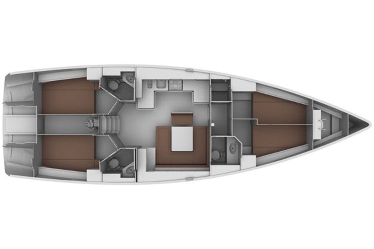 Floor plan of Tiresia, a Bavaria 45 Cruiser sailboat at San Vincenzo, Italy