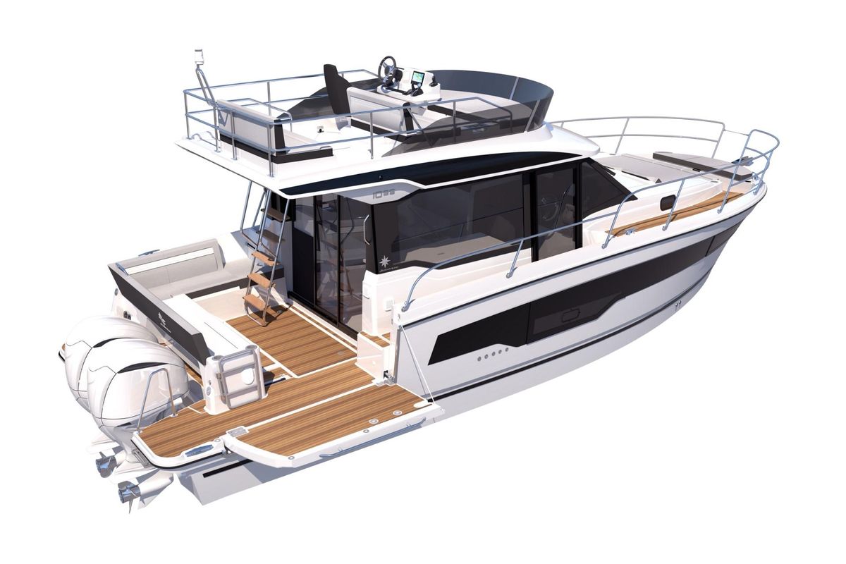 Lino, a Jeanneau Merry Fisher 1095 Fly Serie2 motorboat at Grad Biograd na Moru, Croatia