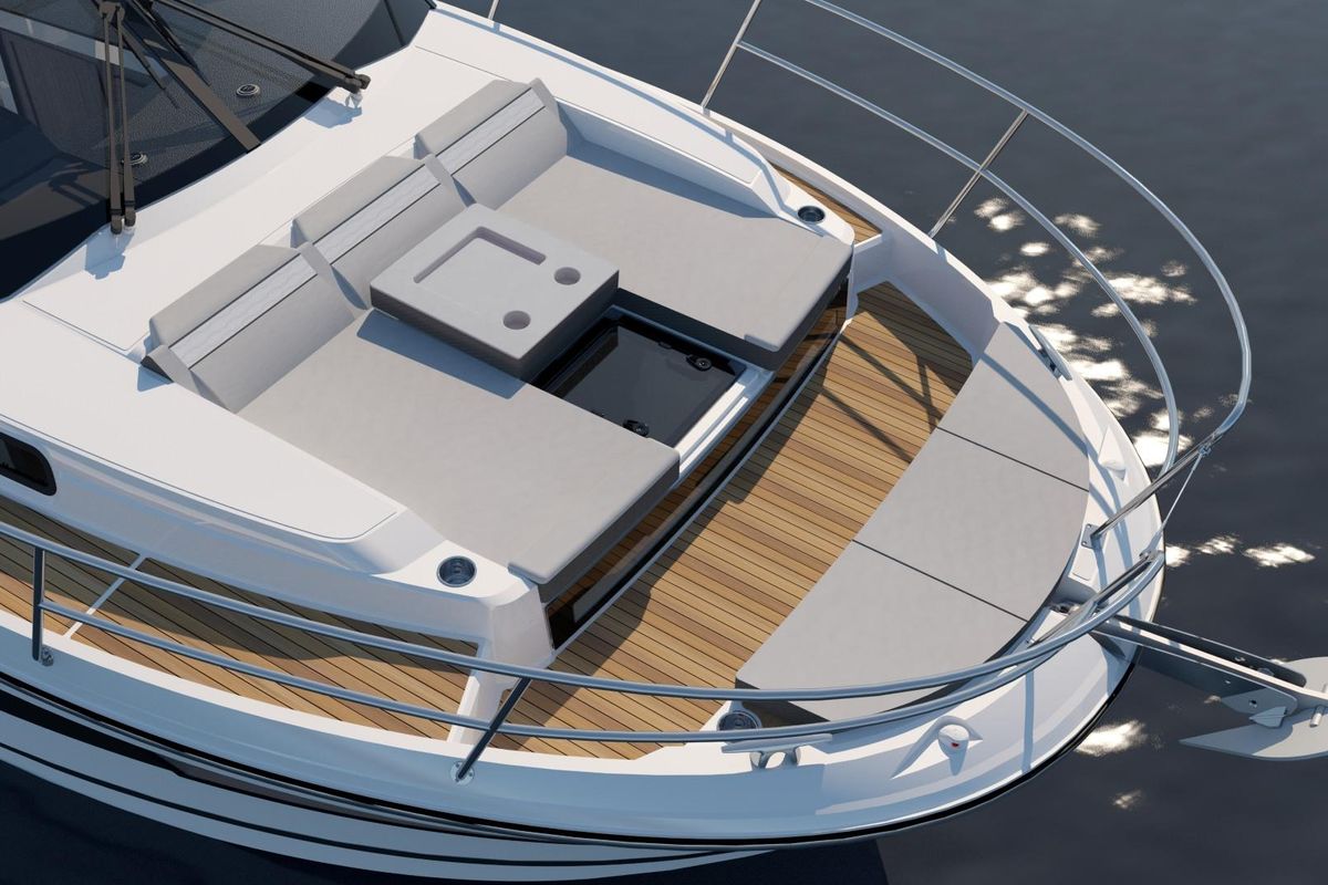 Lino, a Jeanneau Merry Fisher 1095 Fly Serie2 motorboat at Grad Biograd na Moru, Croatia