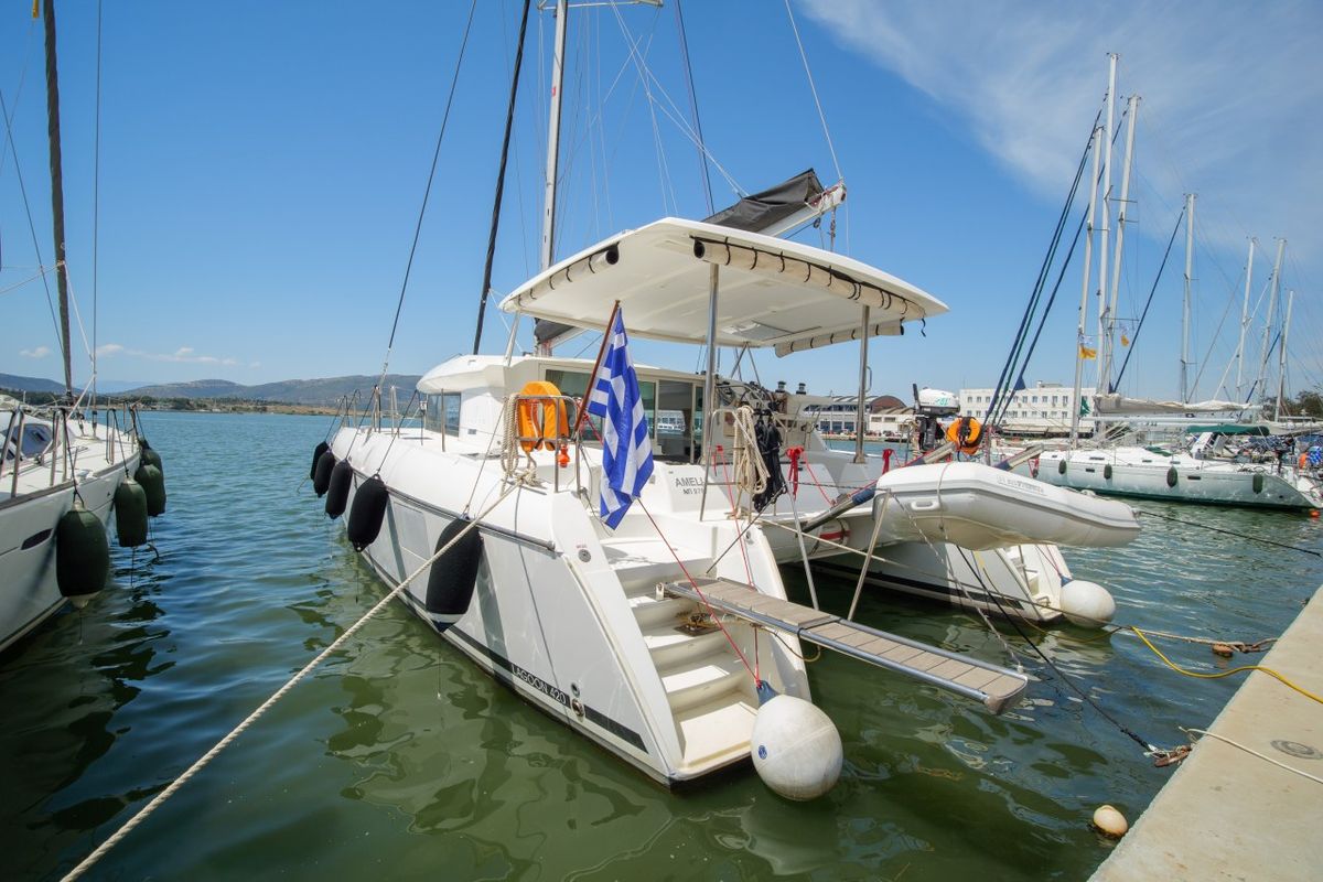 Amelia, a Lagoon 420 catamaran at Volos Municipality, Greece