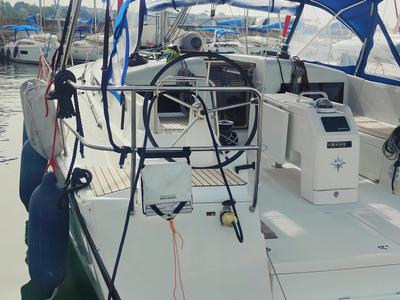 Iddu, a Jeanneau Sun Odyssey 440 sailboat at Procida, Italy