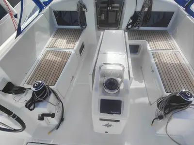 Iddu, a Jeanneau Sun Odyssey 440 sailboat at Procida, Italy