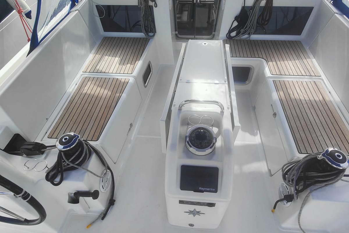 Iddu, a Jeanneau Sun Odyssey 440 sailboat at Procida, Italy