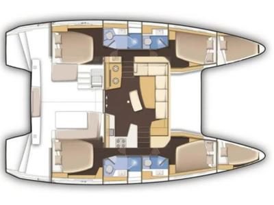 Floor plan of Blueskin, a Lagoon 42 catamaran at Eden Island Marina, Seychelles