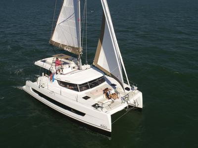 Exterior view of Helios, a Bali Catspace catamaran at Preveza, Greece