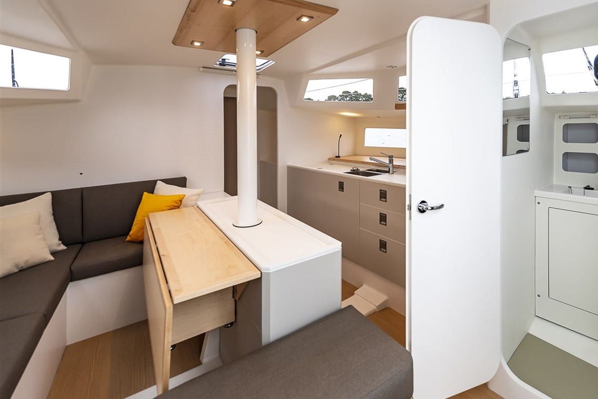 Salon of Hecladapi, a Pogo Structures Pogo 44 sailboat at Bandol, France