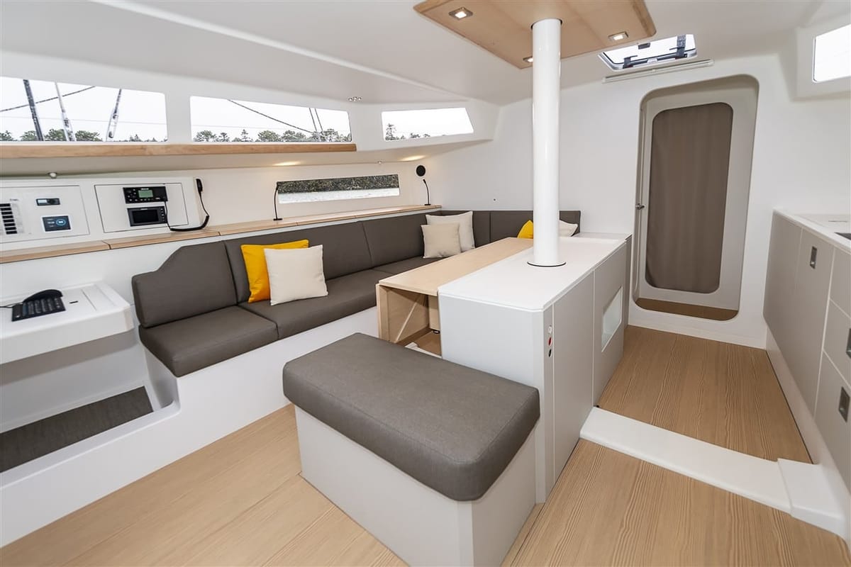 Salon of Hecladapi, a Pogo Structures Pogo 44 sailboat at Bandol, France