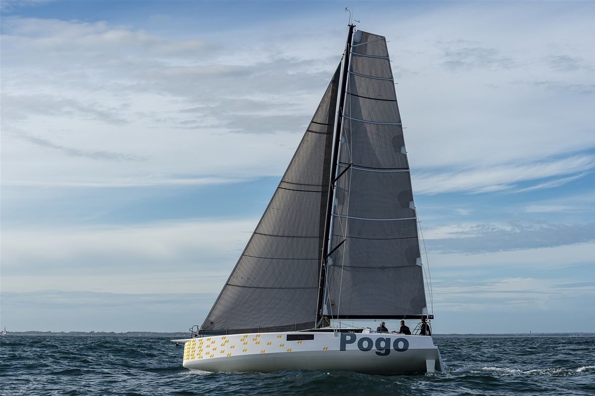 Exterior view of Hecladapi, a Pogo Structures Pogo 44 sailboat at Bandol, France