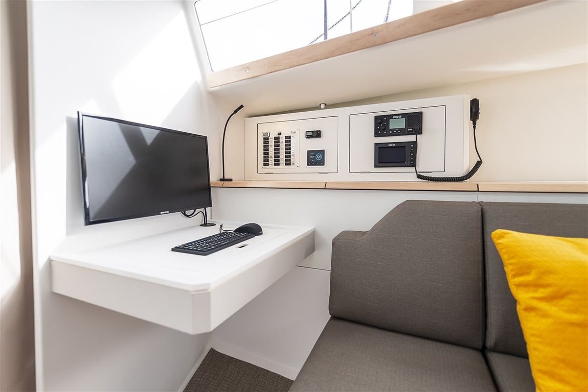 Salon of Hecladapi, a Pogo Structures Pogo 44 sailboat at Bandol, France