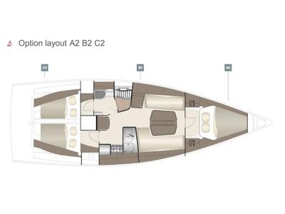 Floor plan of Blue Eye, a Dehler 38 SQ sailboat at Jezera, Croatia