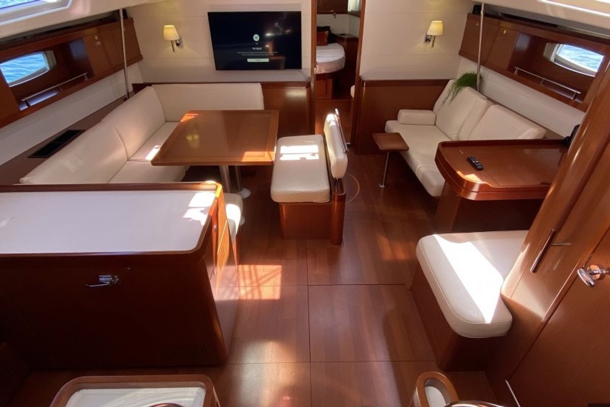 Salon of Thidawaree, a Beneteau Oceanis 54 sailboat at Baan Salak Phet, Thailand