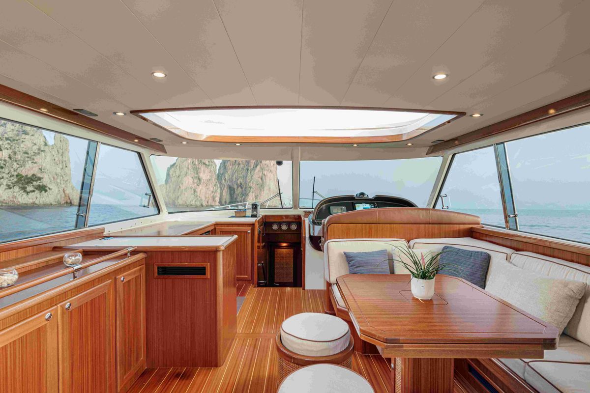 Salon of Magistra, a Gulet Apreamare 60 yacht at Castellammare di Stabia, Italy