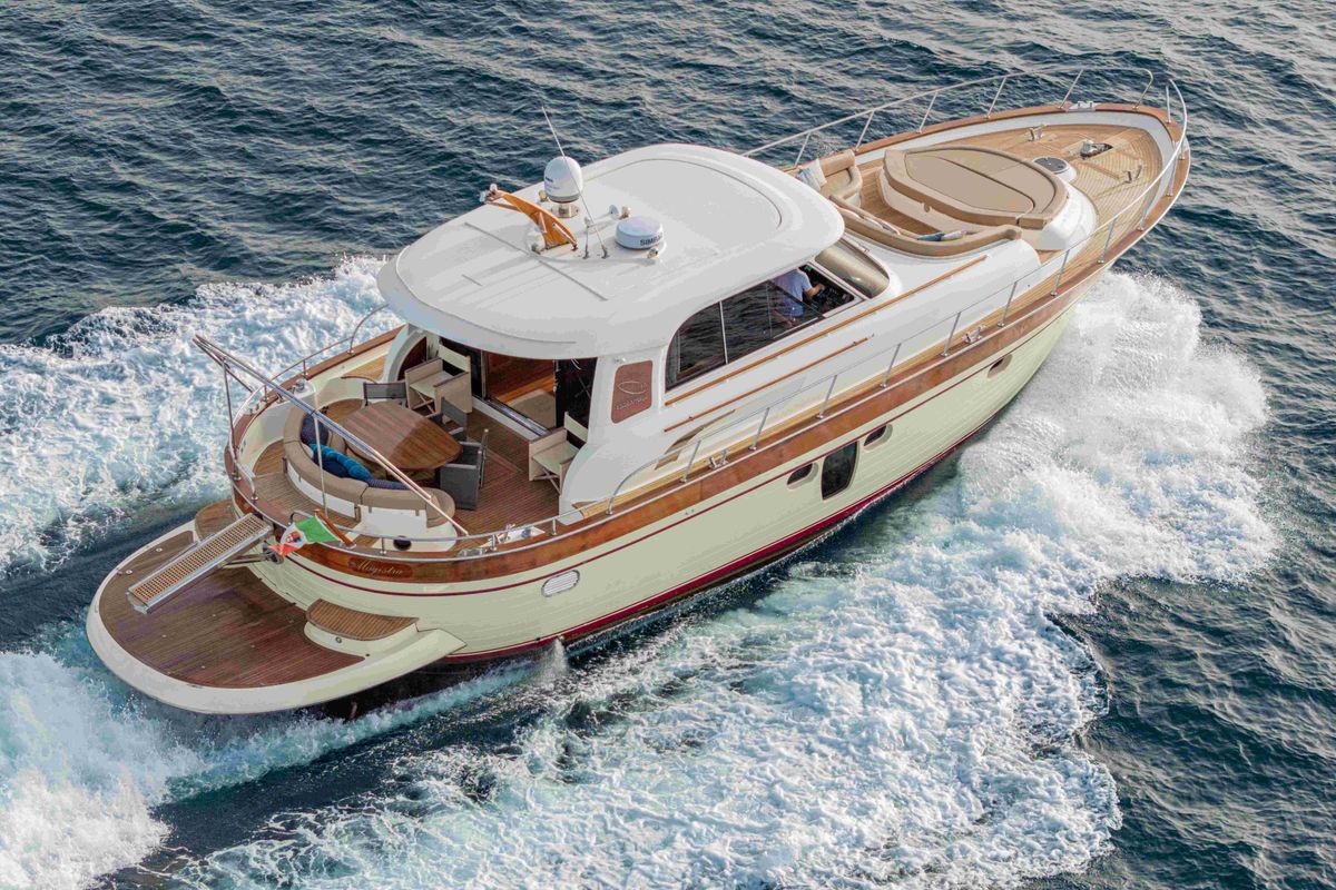 Exterior view of Magistra, a Gulet Apreamare 60 yacht at Castellammare di Stabia, Italy