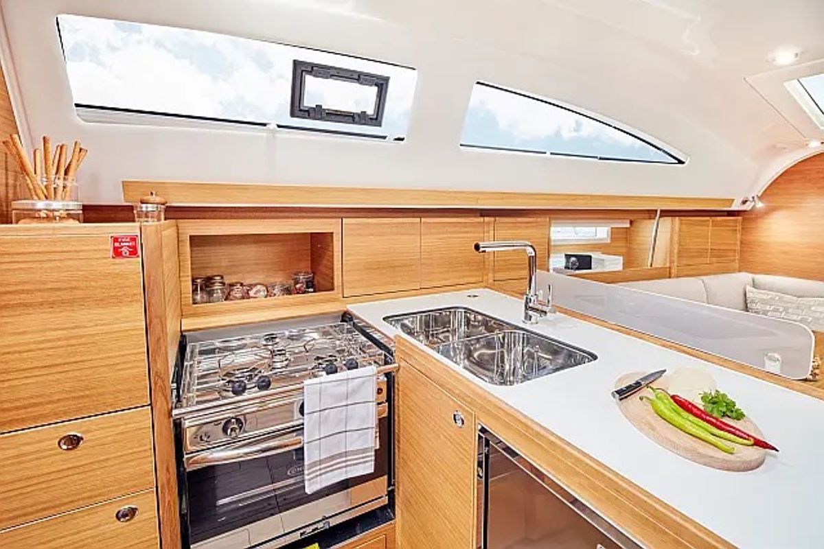 Galley of Pixi, a Elan Impression 40.1 sailboat at Grad Trogir, Croatia