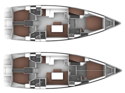 Floor plan of Ramnous, a Bavaria Cruiser 51 sailboat at Gouvia, Greece