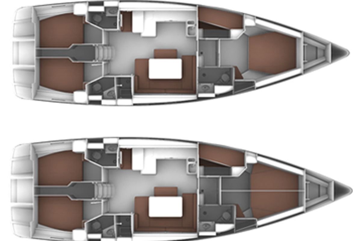 Floor plan of Ramnous, a Bavaria Cruiser 51 sailboat at Gouvia, Greece