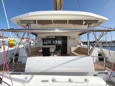 Deck of Karina V, a Bali 4.5 catamaran at Grad Trogir, Croatia