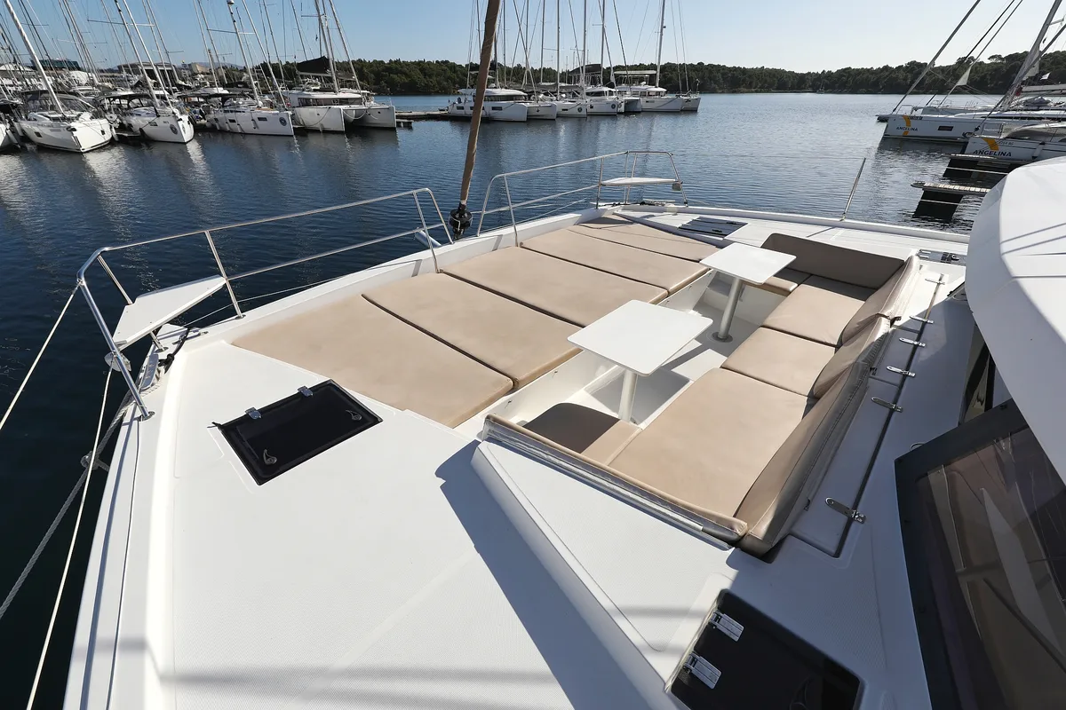 Deck of Karina V, a Bali 4.5 catamaran at Grad Trogir, Croatia